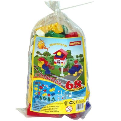 Конструктор «Строитель» (68 элементов) (в пакете) 36094