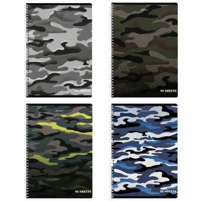 Тетрадь А4 96л. BRAUBERG гребень, клетка, обложка картон, Military, 404057