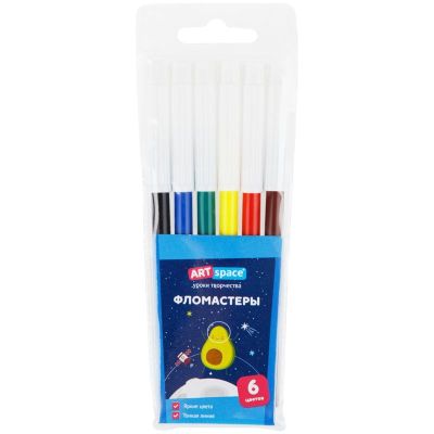 Фломастеры ArtSpace «Космические приключения», 06цв., ПВХ, европодвес WCP06_26803