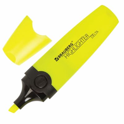 Текстовыделитель BRAUBERG «DELTA», ЖЕЛТЫЙ, линия 1-5 мм, 151719