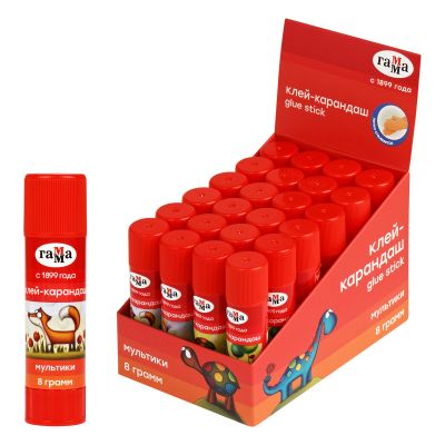 Клей-карандаш Гамма «Мультики», 08г , ПВП 1582022.08