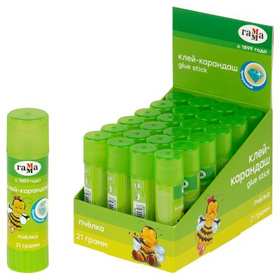 Клей-карандаш Гамма «Пчелка», 21 г, прозрачный, ПВП 1392022.21