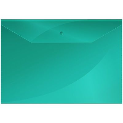 Папка-конверт на кнопке OfficeSpace А4, 120мкм, пластик, зеленая 281218