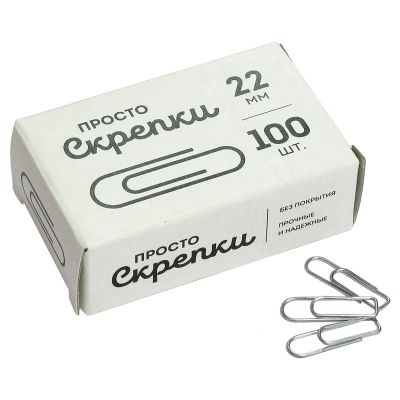 Скрепки канцелярские L22 мм GLOBUS 100шт. 1078721 (Россия)