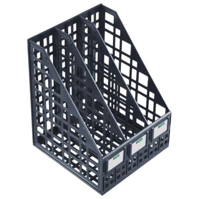 Лоток для бумаг вертикальный СТАММ, сборный, 3 отделения, черный