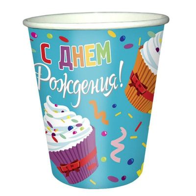 P Стаканы бумажные Капкейки 200мл 6шт 6072926