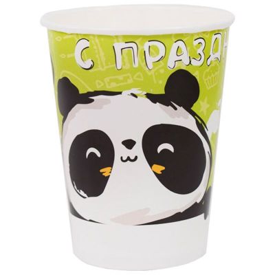 Стаканы бумажные ПатиБум «Панда. С Праздником!», 200мл, 6шт. 4690296069070