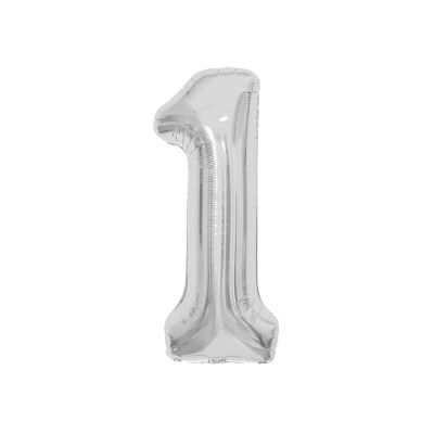 Воздушный шар, 40", MESHU, цифра 1, серебро, фольгированный MS_51225