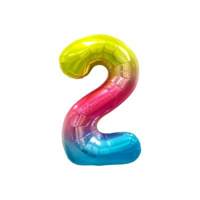 Воздушный шар, 40", MESHU, цифра 2, розовый, фольгированный MS_51236
