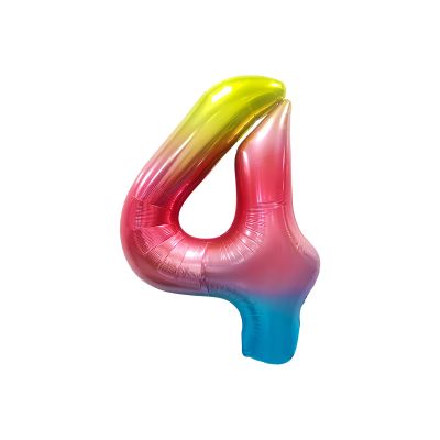 Воздушный шар, 40", MESHU, цифра 4, розовый, фольгированный MS_51238