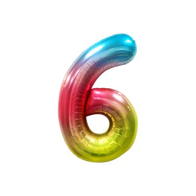 Воздушный шар, 40", MESHU, цифра 6, розовый, фольгированный MS_51240