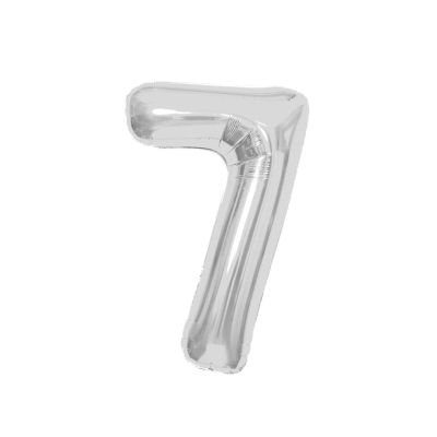 Воздушный шар, 40", MESHU, цифра 7, серебро, фольгированный MS_51231
