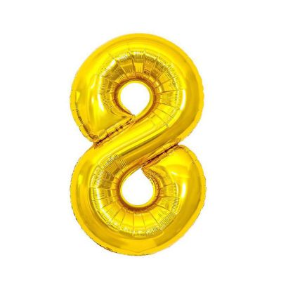 Воздушный шар, 40", MESHU, цифра 8, золотой, фольгированный MS_51222