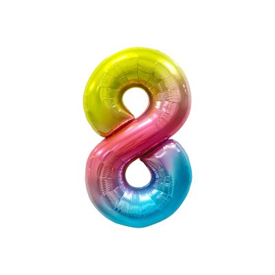 Воздушный шар, 40", MESHU, цифра 8, розовый, фольгированный MS_51242