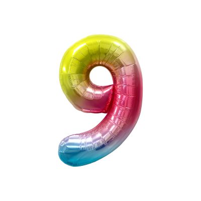 Воздушный шар, 40", MESHU, цифра 9, розовый, фольгированный MS_51243