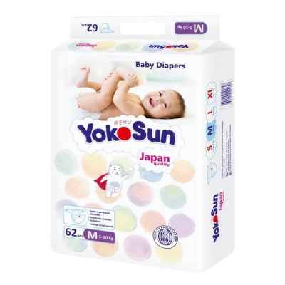 YOKOSUN Подгузники детские М (5-10 кг), 62 шт.