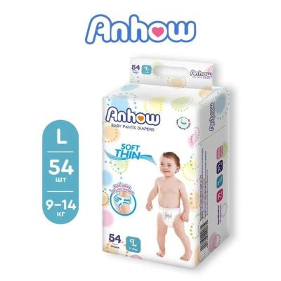 ANHOW Подгузники-трусики детские L (9-14кг ), 54 шт