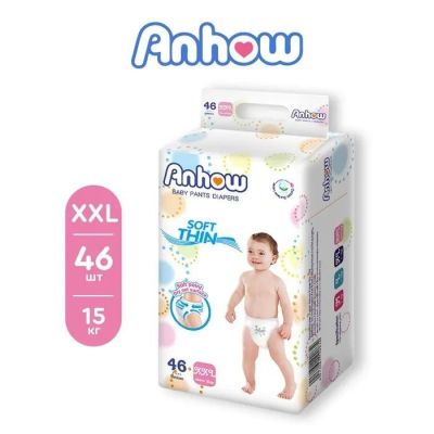ANHOW Подгузники-трусики детские XXL (15+ кг), 46 шт