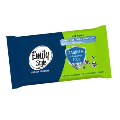 Emily STYLE Влажные салфетки Антибактериальные 15 шт. С0006891 1/82