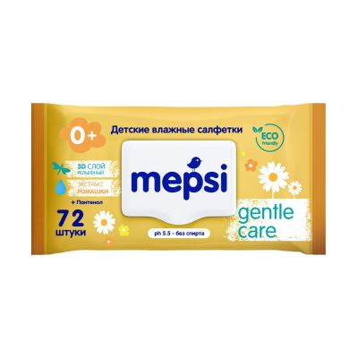 MEPSI Салфетки влажные детские с ромашкой 3D (72шт) 1/20