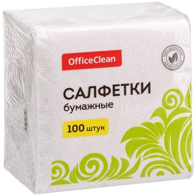 OfficeClean Салфетки бумажные 1 слойн., 24*24см, белые, 100шт. 371824