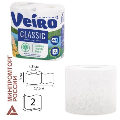 БУМАГА туалетная Veiro Classic 2сл 4шт белая 5С24 1/12