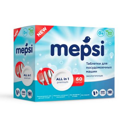 MEPSI Таблетки для посудомоечных машин бесфосфатные, 60шт. 0+ 1/8