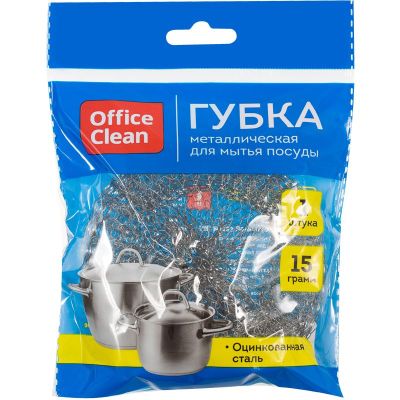 OfficeClean Губка для посуды металлическая, 9*3см, 1/50/200