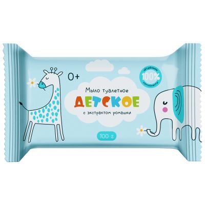 OfficeClean Мыло туалетное «Детское с ромашкой», флоу-пак, 100г. 340314