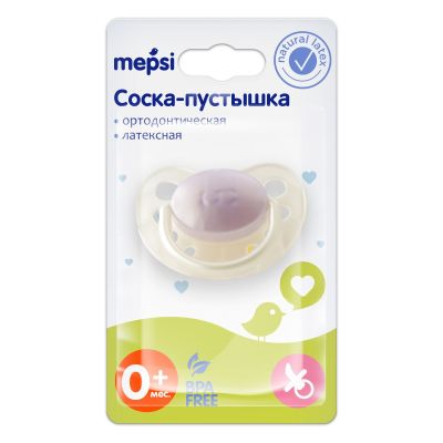 MEPSI Соска-пустышка латексная ортодонтическая, 0+ 0301 МИКС