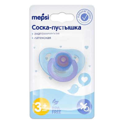 MEPSI Соска-пустышка латексная анатомическая 3+ 0302 МИКС