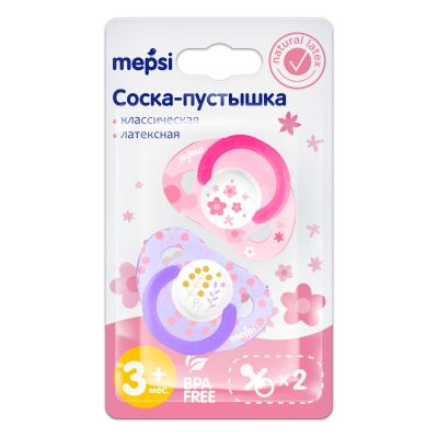MEPSI Соска-пустышка латексная классическая 3+ 2шт 0340