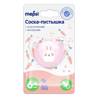 MEPSI Соска-пустышка латексная классическая, 6+ мес., «Зайчик» (0376)