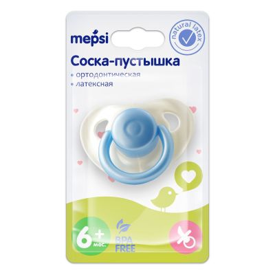 MEPSI Соска-пустышка латексная ортодонтическая, 6+ 0305 МИКС