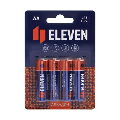 Батарейка Набор 4шт Eleven AA (LR6) алкалиновая, BC4 301748