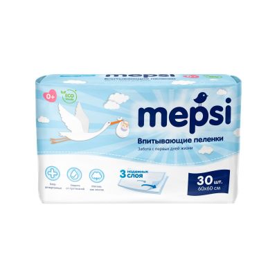 MEPSI Пеленки детские впитывающие 60*60 30шт/уп 1/4