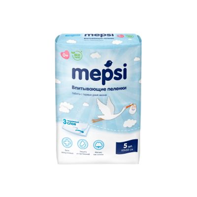 MEPSI Пеленки детские впитывающие 60*60 5шт/уп 1/15