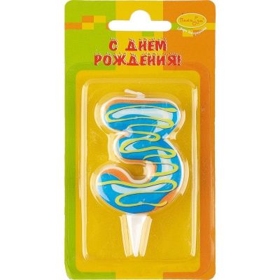 MС Свеча Цифра 3 Пончик 6см