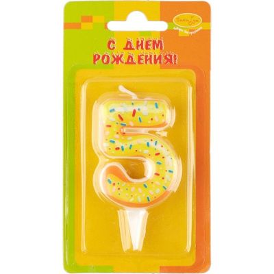 MС Свеча Цифра 5 Пончик 6см