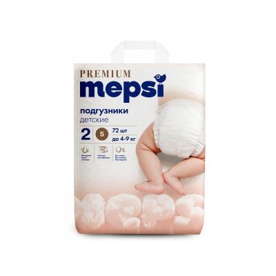 MEPSI Подгузники PREMIUM  S 4-9кг (72шт) 1/4
