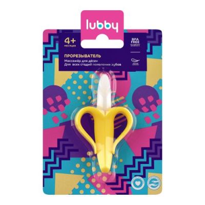 LUBBY Прорезыватель, банан, от 4 мес., силикон  1\12