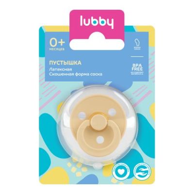 LUBBY Пустышка, скош. сосок, от 0 мес., лат.  1\12