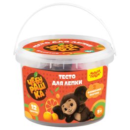 Тесто для лепки Мульти-Пульти «Чебурашка», 12 цветов*30г, пластиковое ведро + 2 формочки Чебы на кор