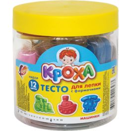 Тесто для лепки с формочками 12цв 3 формочки «Кроха» 5480453 1900-08 (Россия-Луч)