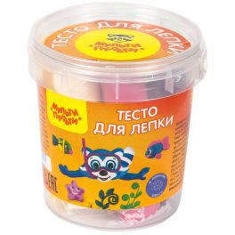 Тесто для лепки Мульти-Пульти «Приключения Енота», 07 цветов*15г, пластиковое ведро ТЛ_17773