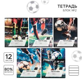 Тетрадь 12 листов в линию  «Мяч», обложка мелованный картон, блок №2, 5 видов МИКС 10175374