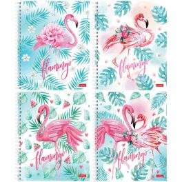 Тетрадь ГРЕБЕНЬ 96л А5 клетка «Фламинго», картонная обложка, МИКС 4351458