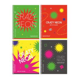 Тетрадь ГРЕБЕНЬ 96л., А5, клетка на гребне BG «Crazy neon», неоновая краска Т5гр96 11134 (Россия)