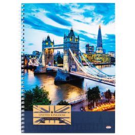 Тетрадь КЛЕТКА А4 80л. ВИД НА МОСТ (80-3968) гребень, цвет.мелов.обложка 80-3968