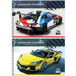 Альбом для рисования 24л., А4, на гребне ArtSpace «Авто. Тачки», эконом А24спЭ_44432 (Россия) RL